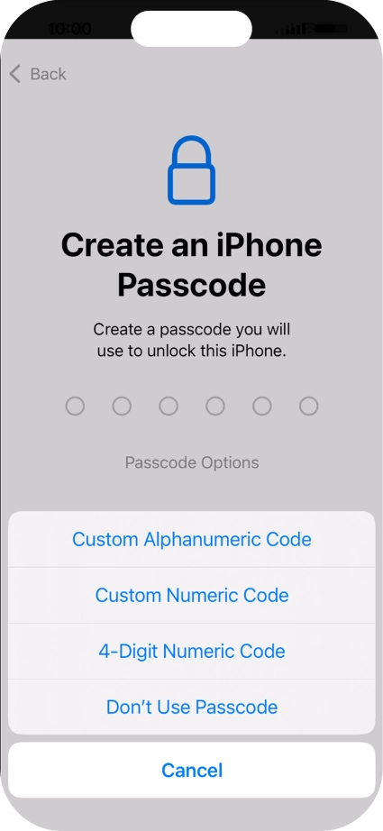 Follow the instructions on the screen to turn on use of phone lock code or press Don't Use Passcode. Follow the instructions on the screen to turn on use of phone lock code or press Don't Use Passcode.
