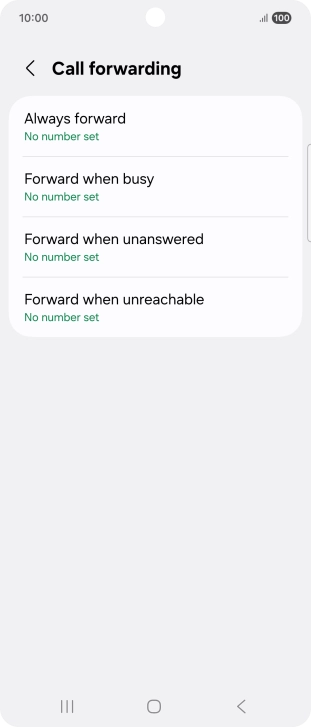 Press the required divert type. Press the required divert type.
