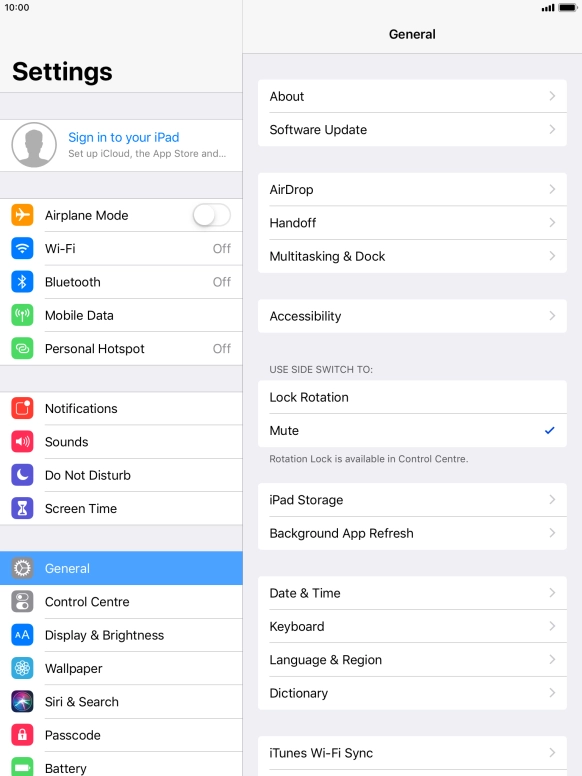 Press Sign in to your iPad. Press Sign in to your iPad.