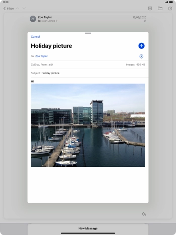 Press the send icon when you've finished your email message. Press the send icon when you've finished your email message.