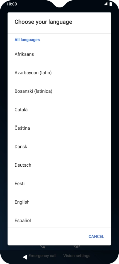 Press the required language. Press the required language.