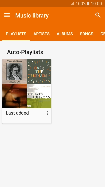 Slide your finger right or left on the screen to select the required category and go to the required audio file. Slide your finger right or left on the screen to select the required category and go to the required audio file.