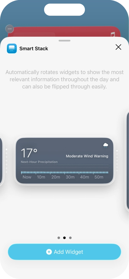 Slide your finger right or left on the screen to select the required widget size. Slide your finger right or left on the screen to select the required widget size.