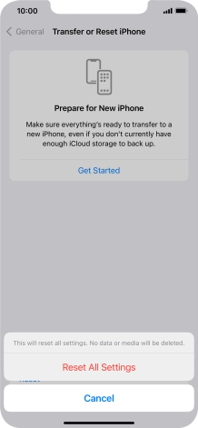Press Reset All Settings. Press Reset All Settings.