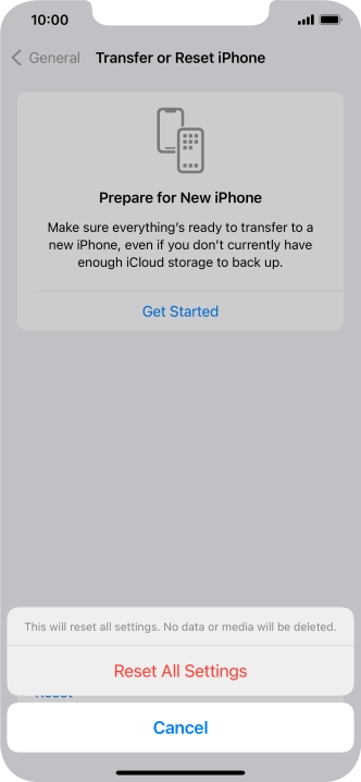 Press Reset All Settings. Press Reset All Settings.