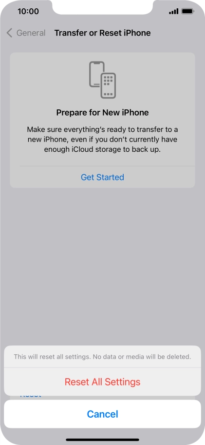 Press Reset All Settings. Press Reset All Settings.
