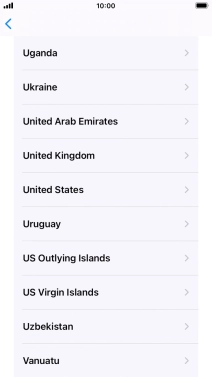 Press the required country or area. Press the required country or area.