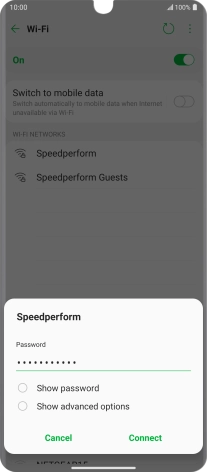 Key in the password for the Wi-Fi network and press Connect. Key in the password for the Wi-Fi network and press Connect.