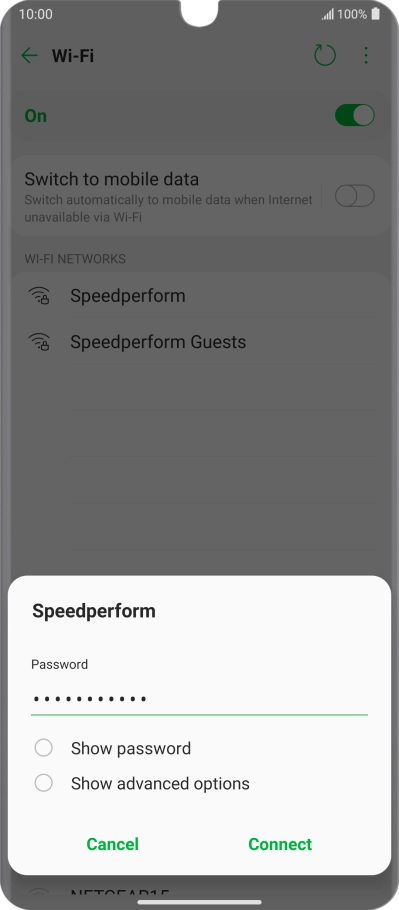 Key in the password for the Wi-Fi network and press Connect. Key in the password for the Wi-Fi network and press Connect.