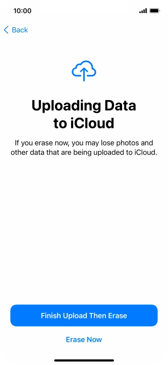 Press the required setting. Press the required setting.