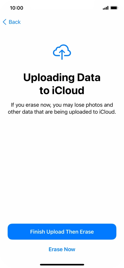 Press the required setting. Press the required setting.