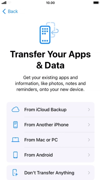 Press Don't Transfer Anything and follow the instructions on the screen to finish the activation. Press Don't Transfer Anything and follow the instructions on the screen to finish the activation.
