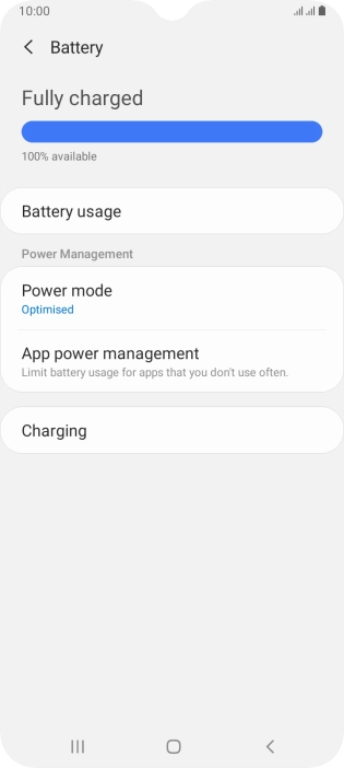 Press Power mode. Press Power mode.