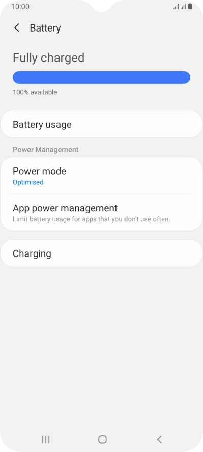 Press Power mode. Press Power mode.