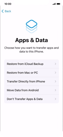 Press Don't Transfer Apps & Data and follow the instructions on the screen to finish the activation. Press Don't Transfer Apps & Data and follow the instructions on the screen to finish the activation.
