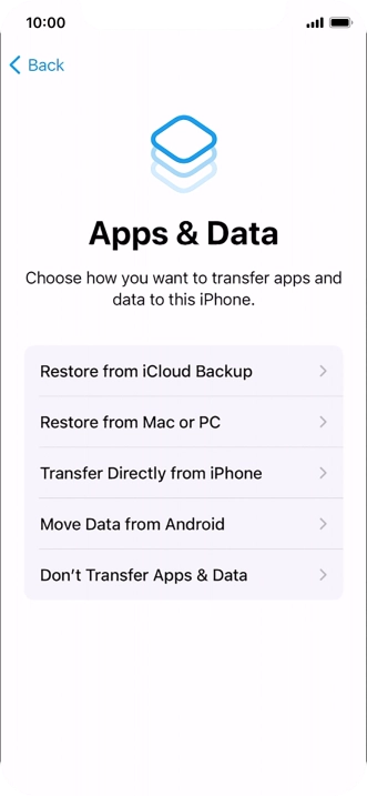Press Don't Transfer Apps & Data and follow the instructions on the screen to finish the activation. Press Don't Transfer Apps & Data and follow the instructions on the screen to finish the activation.