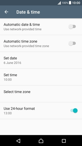 Press Automatic date & time to turn on the function. Press Automatic date & time to turn on the function.