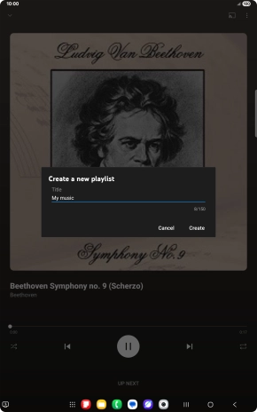 Key in a name for the playlist and press Create. Key in a name for the playlist and press Create.
