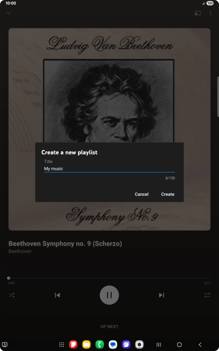 Key in a name for the playlist and press Create. Key in a name for the playlist and press Create.