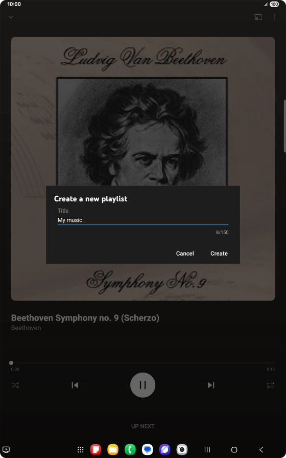 Key in a name for the playlist and press Create. Key in a name for the playlist and press Create.
