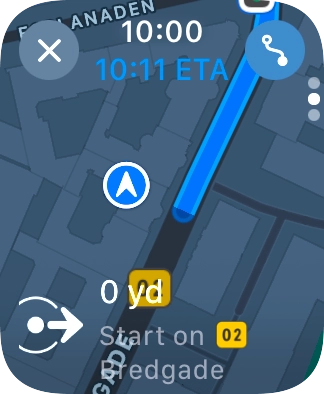 Turn the Digital Crown to see the suggested routes. Turn the Digital Crown to see the suggested routes.