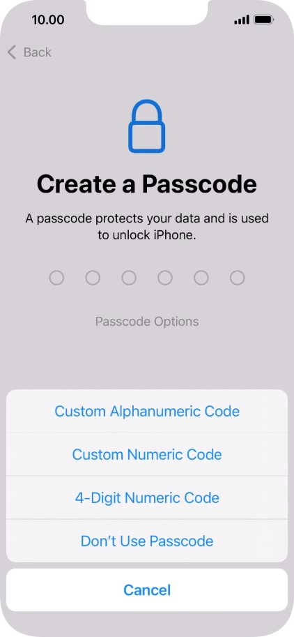 Follow the instructions on the screen to turn on use of phone lock code or press Don't Use Passcode. Follow the instructions on the screen to turn on use of phone lock code or press Don't Use Passcode.