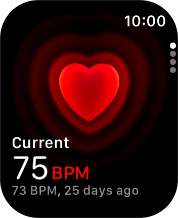 Your current heart rate is displayed below Current. Your current heart rate is displayed below Current.