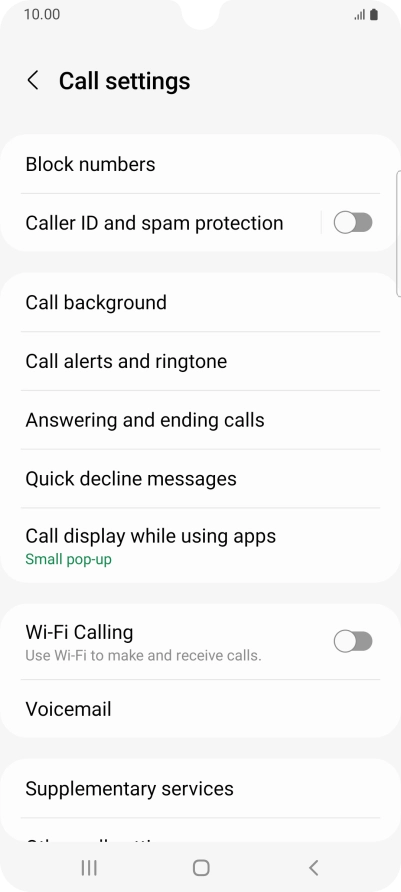 Press Supplementary services. Press Supplementary services.
