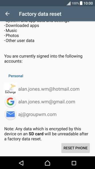 Press RESET PHONE. Press RESET PHONE.