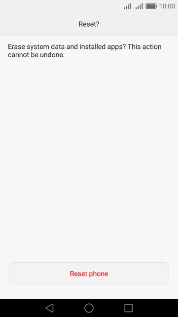 Press Reset phone. Wait a moment while the factory default settings are restored. Follow the instructions on the screen to set up your phone and prepare it for use. Press Reset phone. Wait a moment while the factory default settings are restored. Follow the instructions on the screen to set up your phone and prepare it for use.
