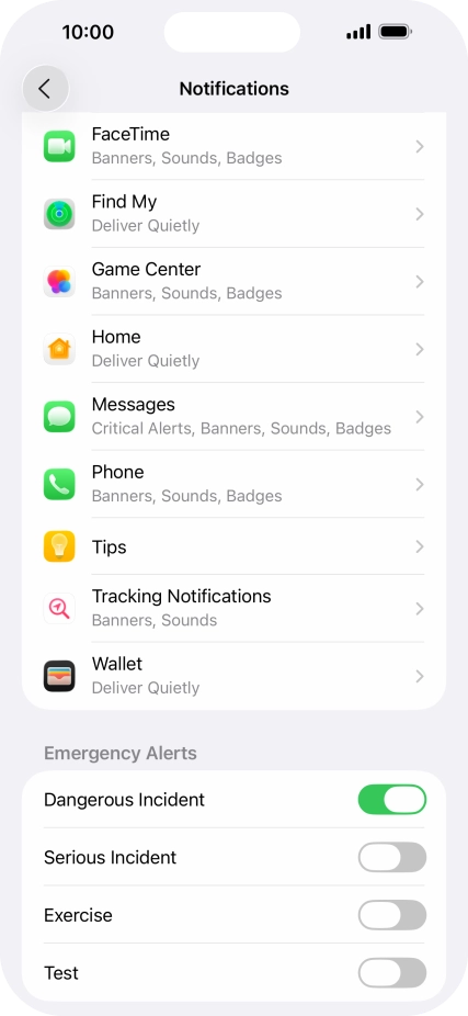 Press the required application. Press the required application.
