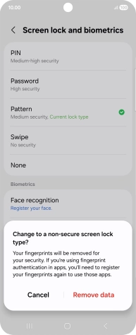 Press Remove data. Press Remove data.