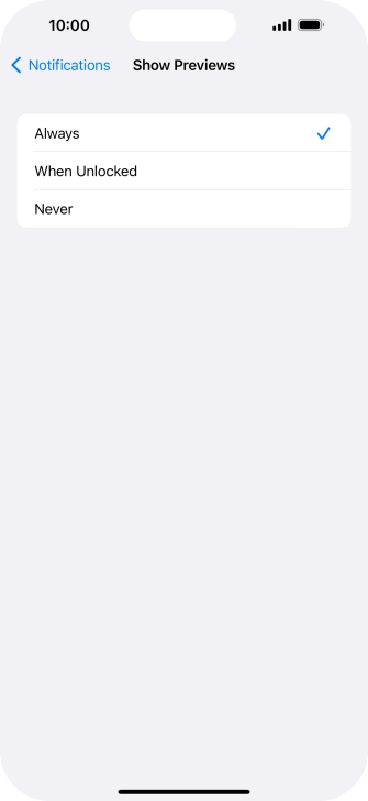 To select notification preview on the lock screen, press Always. To select notification preview on the lock screen, press Always.