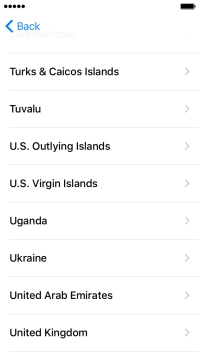 Press the required country or area. Press the required country or area.