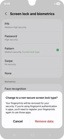 Press Remove data. Press Remove data.