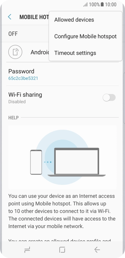 Press Configure Mobile hotspot. Press Configure Mobile hotspot.