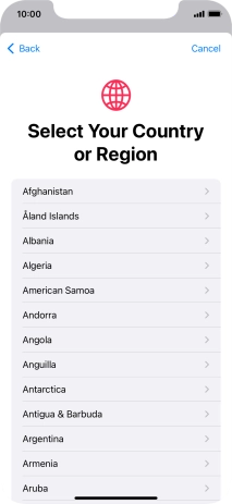 Press the required country. Press the required country.