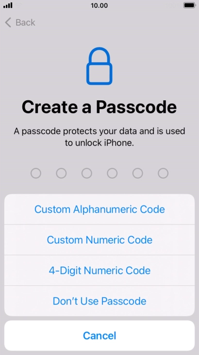 Follow the instructions on the screen to turn on use of phone lock code or press Don't Use Passcode. Follow the instructions on the screen to turn on use of phone lock code or press Don't Use Passcode.
