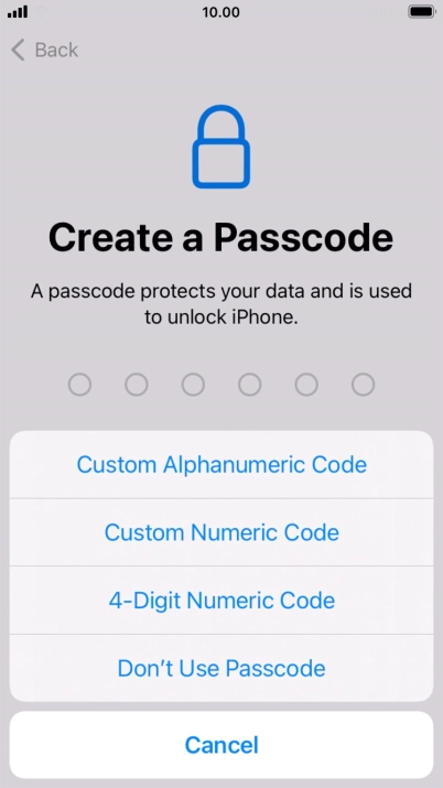 Follow the instructions on the screen to turn on use of phone lock code or press Don't Use Passcode. Follow the instructions on the screen to turn on use of phone lock code or press Don't Use Passcode.