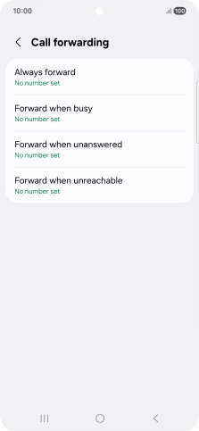 Press the required divert type. Press the required divert type.