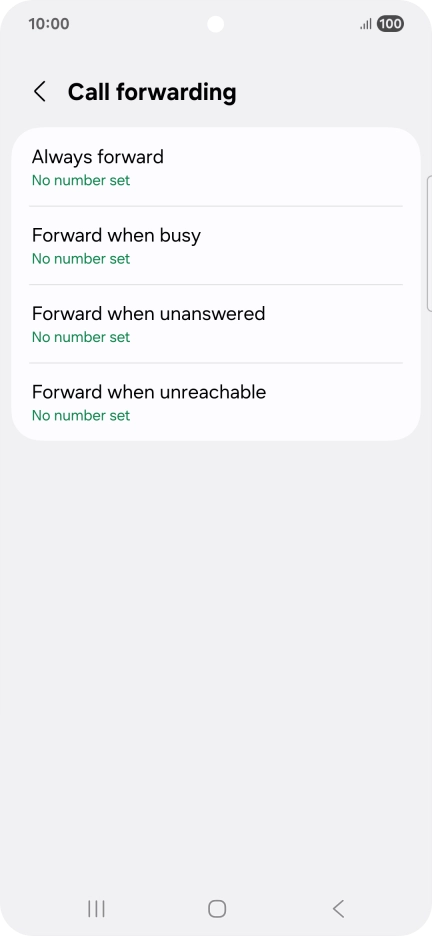 Press the required divert type. Press the required divert type.
