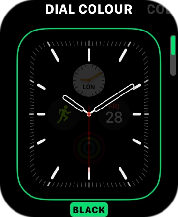 Turn the Digital Crown to change between the different designs. Turn the Digital Crown to change between the different designs.