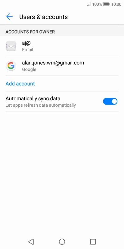 Press the required email account. Press the required email account.