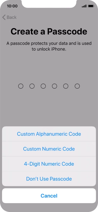 Follow the instructions on the screen to turn on use of phone lock code or press Don't Use Passcode. Follow the instructions on the screen to turn on use of phone lock code or press Don't Use Passcode.