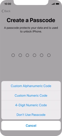 Follow the instructions on the screen to turn on use of phone lock code or press Don't Use Passcode. Follow the instructions on the screen to turn on use of phone lock code or press Don't Use Passcode.