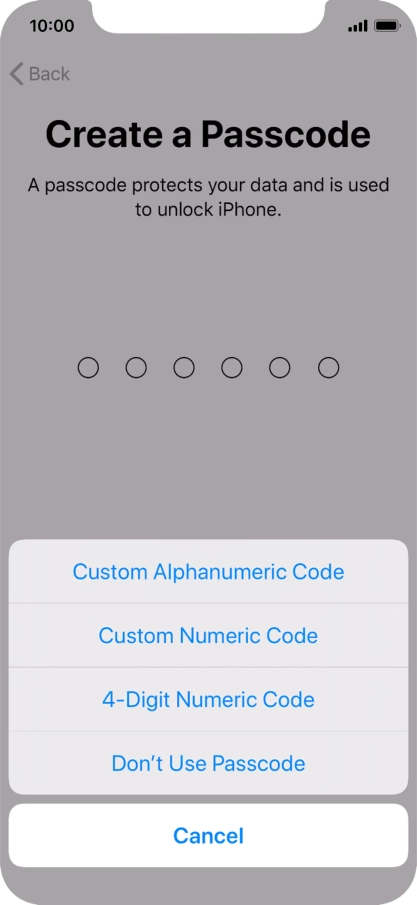 Follow the instructions on the screen to turn on use of phone lock code or press Don't Use Passcode. Follow the instructions on the screen to turn on use of phone lock code or press Don't Use Passcode.