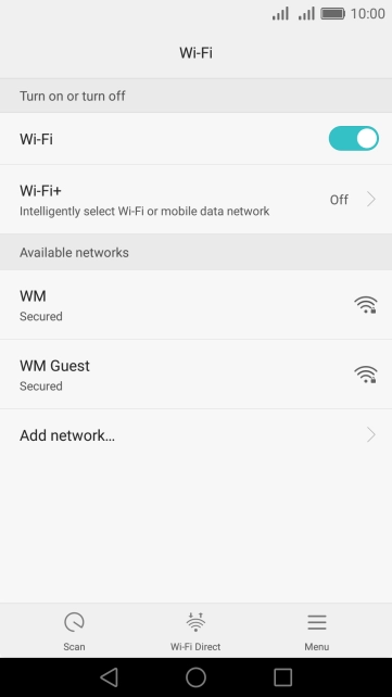 Press the required Wi-Fi network. Press the required Wi-Fi network.
