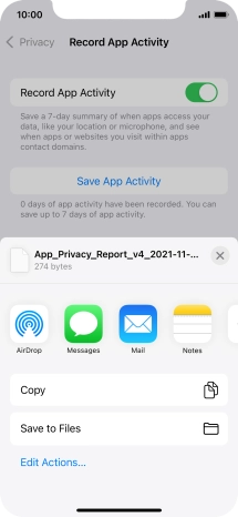 Press the required setting and follow the instructions on the screen to share or save the app activity report. Press the required setting and follow the instructions on the screen to share or save the app activity report.