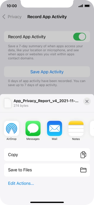 Press the required setting and follow the instructions on the screen to share or save the app activity report. Press the required setting and follow the instructions on the screen to share or save the app activity report.