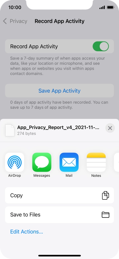 Press the required setting and follow the instructions on the screen to share or save the app activity report. Press the required setting and follow the instructions on the screen to share or save the app activity report.